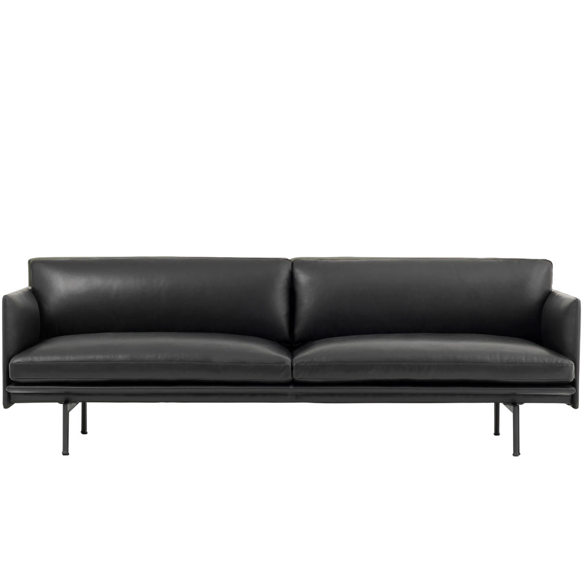 Muuto Outline Sofa 3-Seater, RefineLeatherBlack/Black w220xd84xh71cm