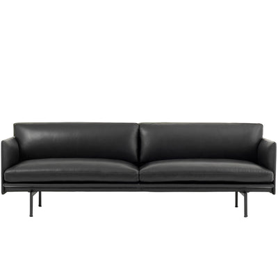 Muuto Outline Sofa 3-Seater, RefineLeatherBlack/Black w220xd84xh71cm