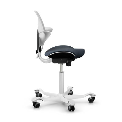 HAG Capisco Puls 8020 ergonomic chair, white/white/blue (200 mm)