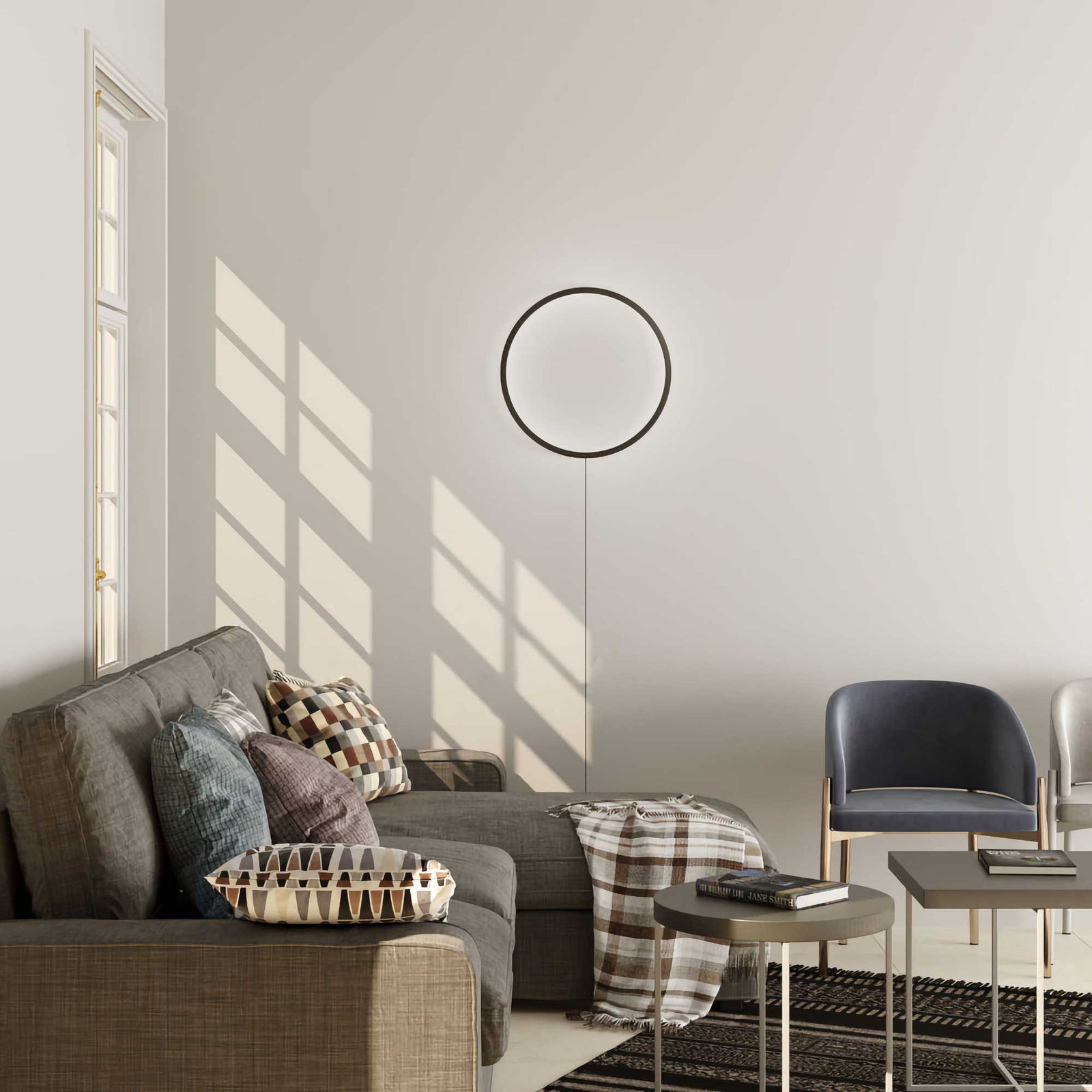 Noxu Design Chūkū Ring wall lamp  (50cmø), black