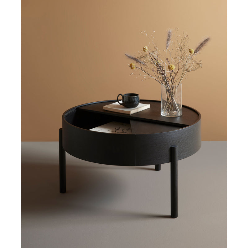 Woud Arc coffee table, black painted ash (Ø66 cm)