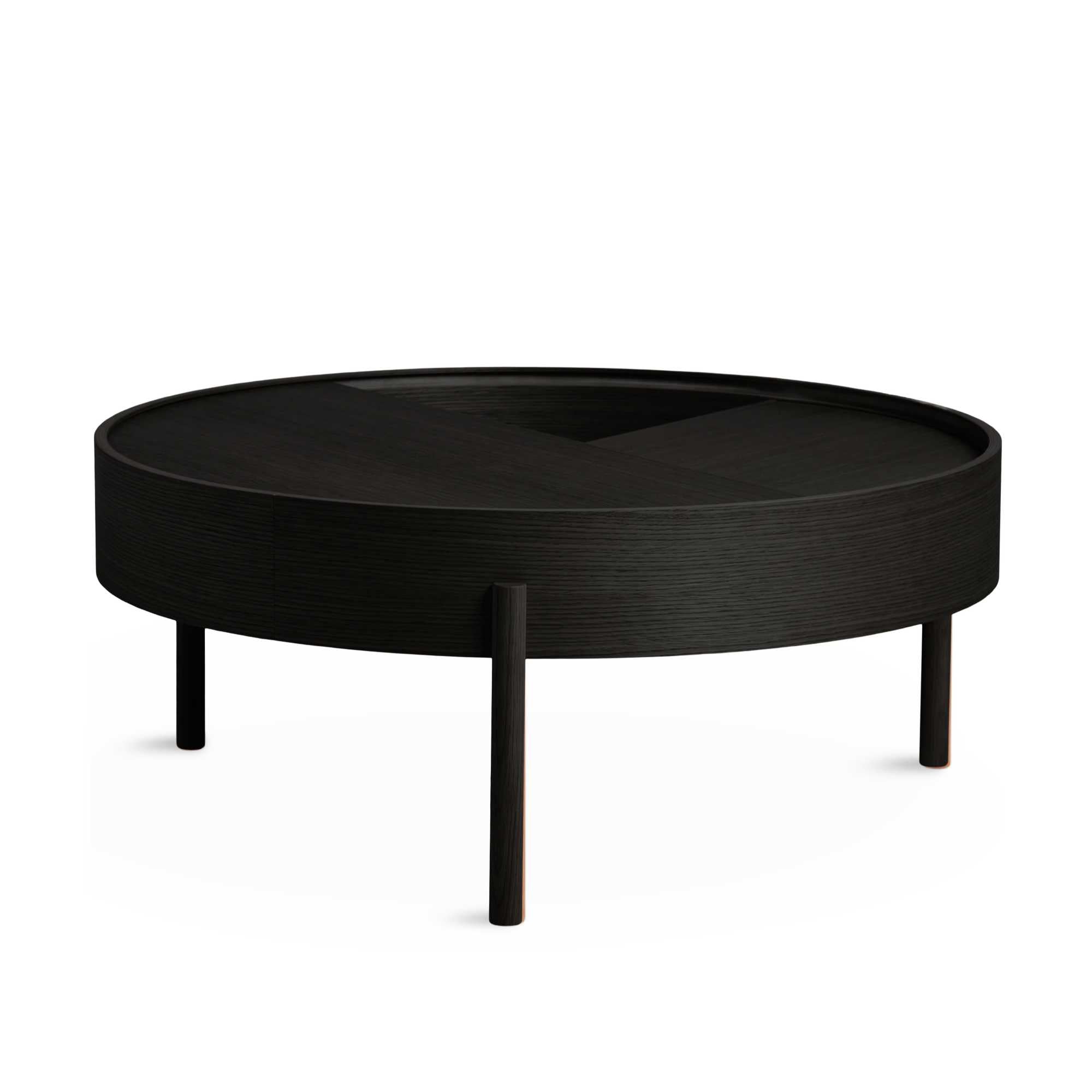 Woud Arc coffee table, black painted ash (Ø89 cm)