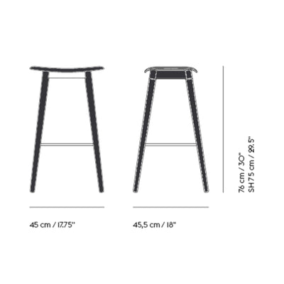 Muuto Fiber Bar Stool Wood Base, Refine Leather Black/Black (75 cm)