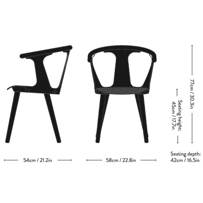 &Tradition SK2 In Between Chair , Black Silk leather - Black Lacquered Oak