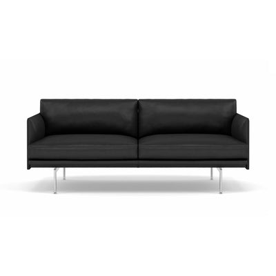 Muuto Outline Sofa 2-Seater, RefineLeatheeBlack/PolishedAluminum w170xd84xh71cm