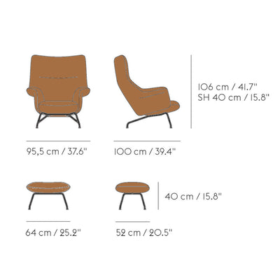 Muuto Doze Lounge Chair w. Ottoman , Refine Leather Cognac/Anthracite Black