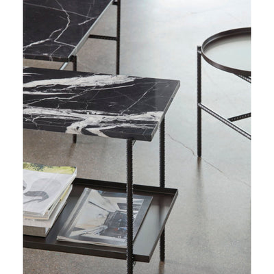 Hay Rebar Rectangular Side Table, Black Marble (L75xW44 cm)