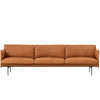 Muuto Outline Sofa 3 1/2-Seater, RefineLeatherCognac/Black w255xd84xh71cm
