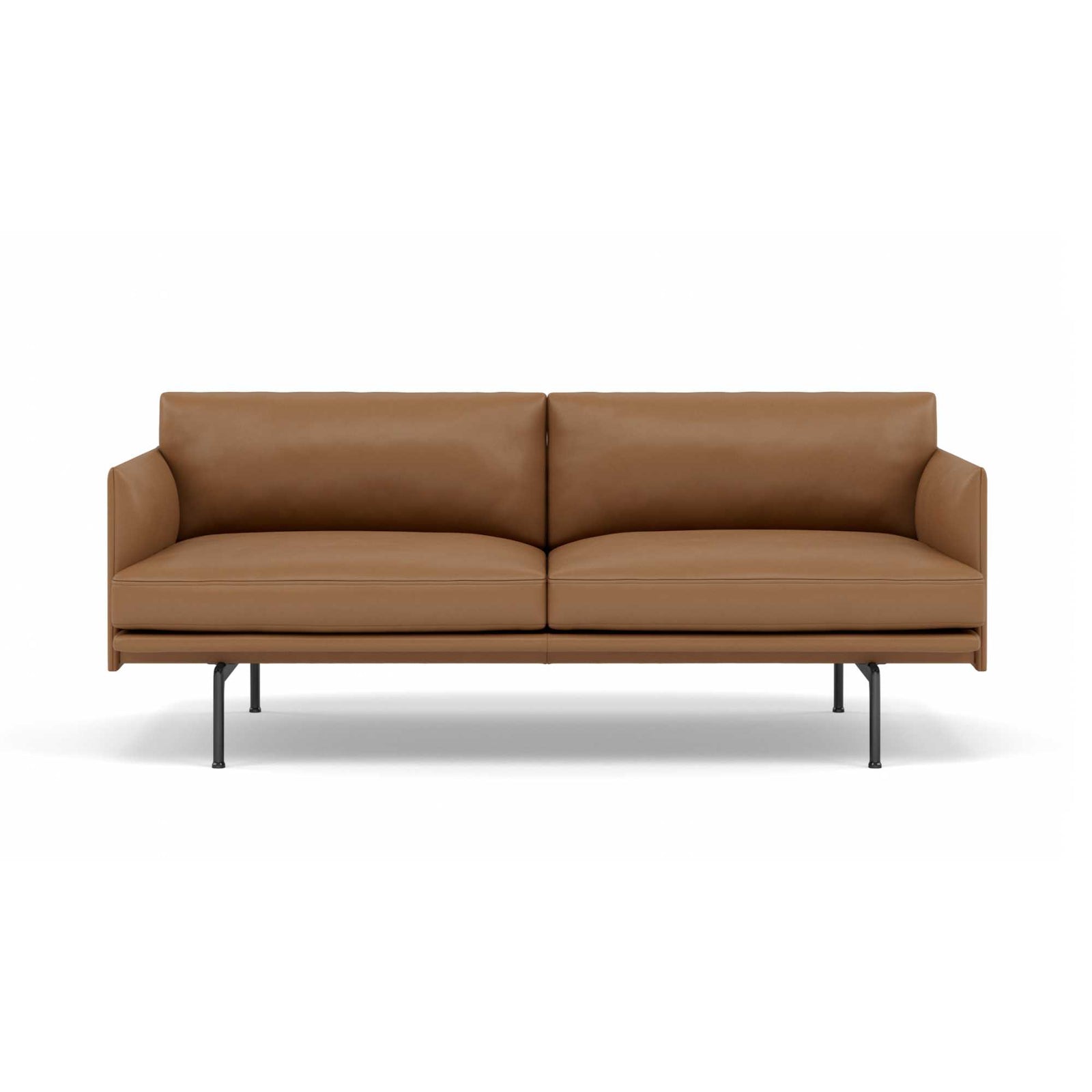 Muuto Outline 2-Seater sofa, cognac leather/black