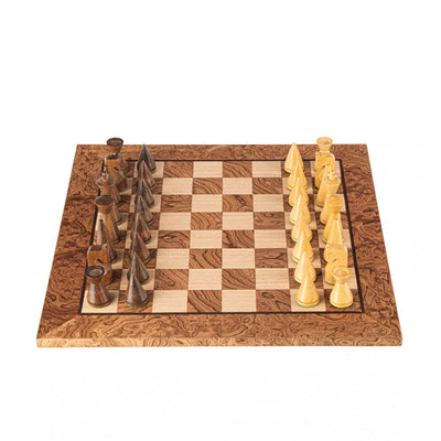 Manopoulos Walnut Burl Chess Set