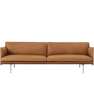 Muuto Outline Sofa 3-Seater, Refine Leather Cognac/Polished Aluminum