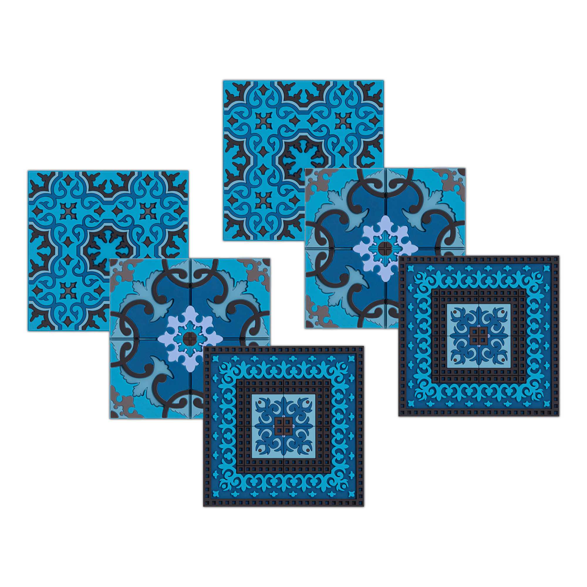 Images d'Orient Silicone Coaster, blue combo (9x9 cm) (set-of-6)