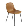 Muuto Fiber side chair tube base, refine leather cognac/black