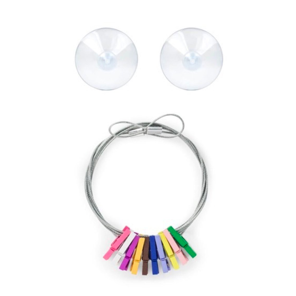 Kikkerland  Photo Holder Wire With 10 Multicolor Mini Clothespins