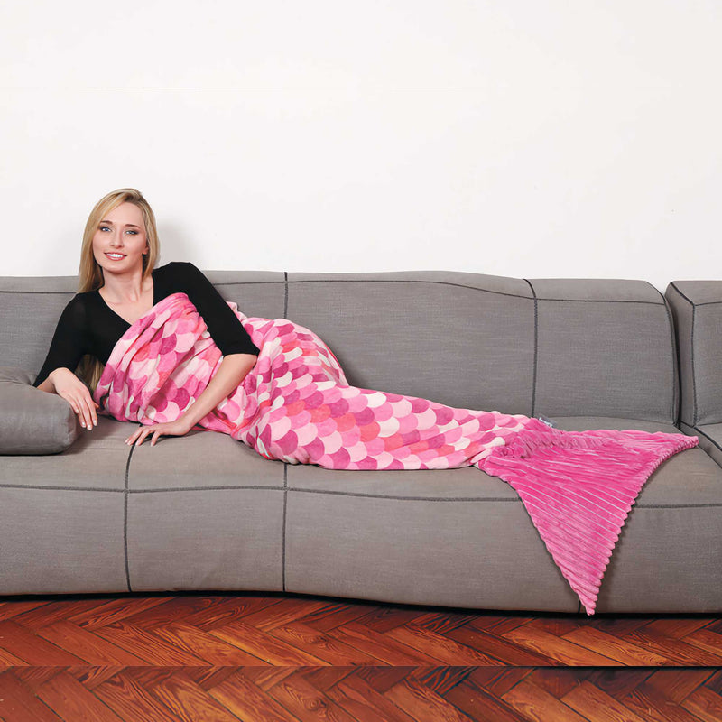 Kanguru Sirena Mermaid Tail Blanket, pink