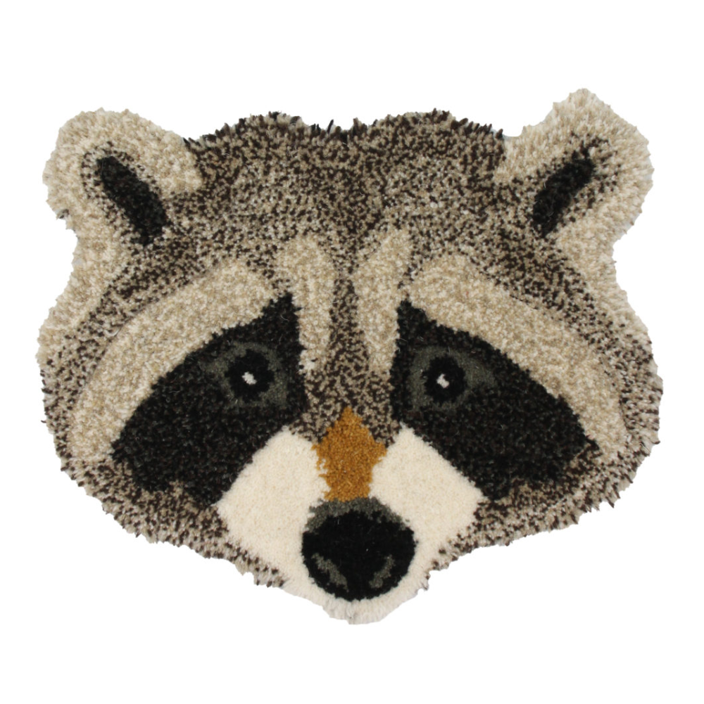 Doing Goods head rug, racoon (32x32 cm)
