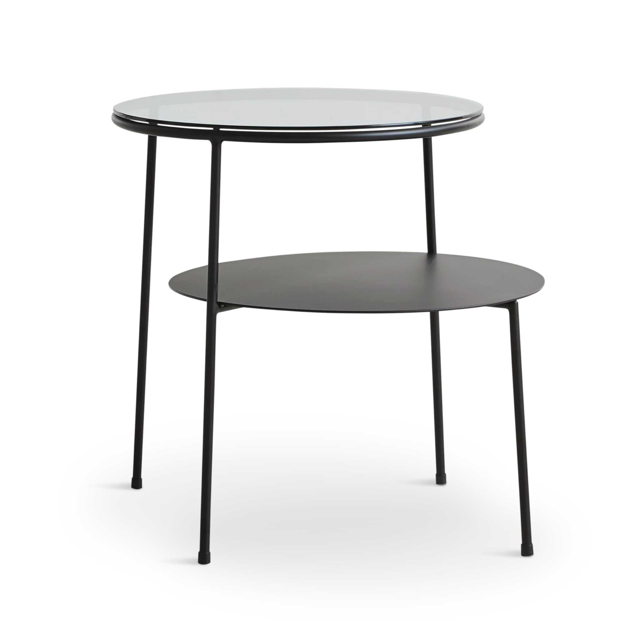 ex-display | Woud Duo side table, Black-Dark Smoke Glass