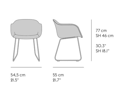 Muuto Fiber armchair sled base, grey/grey