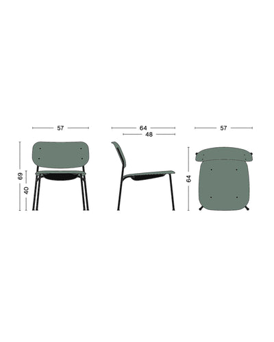 HAY Soft Edge 10 lounge chair, dusty green/black steel