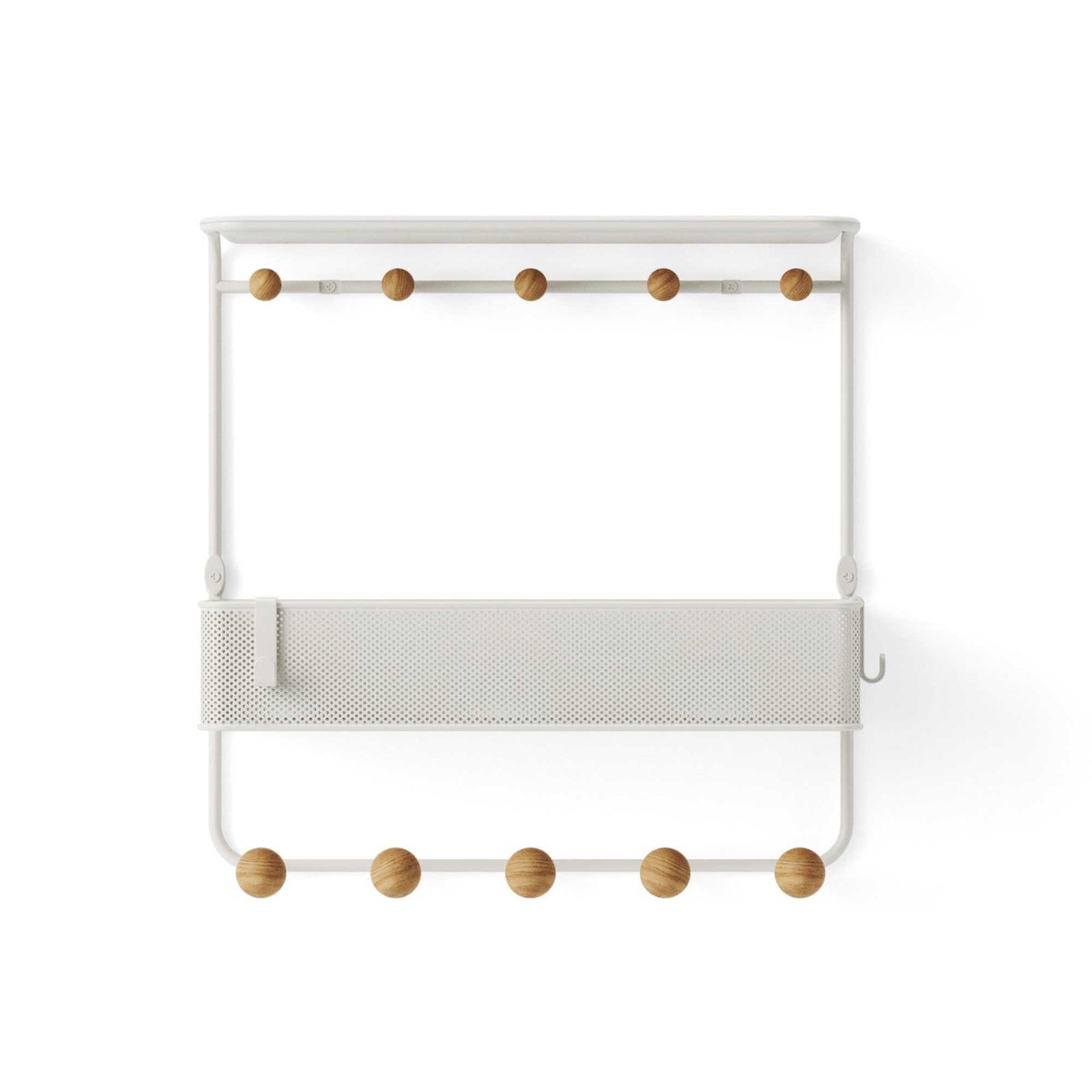 Umbra Estique shelf with hooks, white