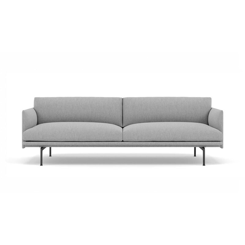 Muuto Outline Sofa 3-Seater, Vancouver14/Black w220xd84xh71cm