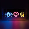 Locomocean neon table lamp "Eye love you"