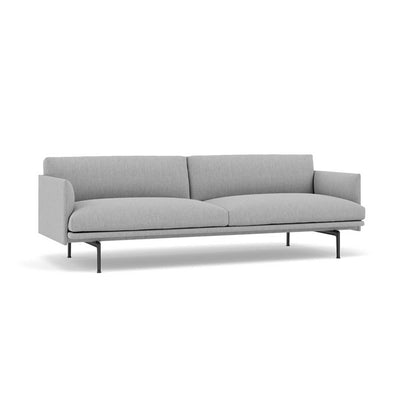 Muuto Outline Sofa 3-Seater, Vancouver14/Black w220xd84xh71cm