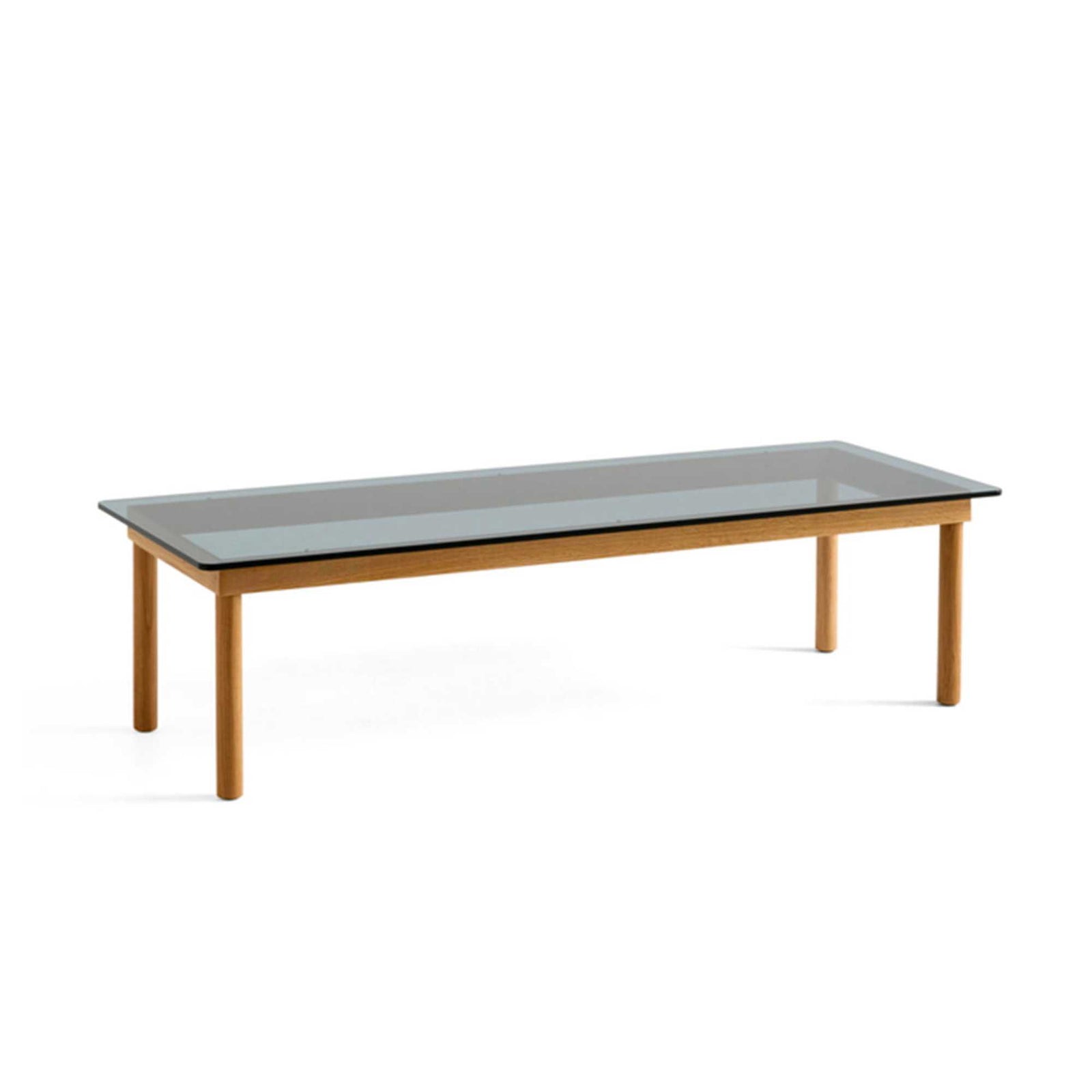 HAY Kofi coffee table with glass top (140x50 cm), oak/grey tinted glass