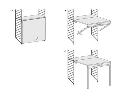 String Folding Table, ash/white
