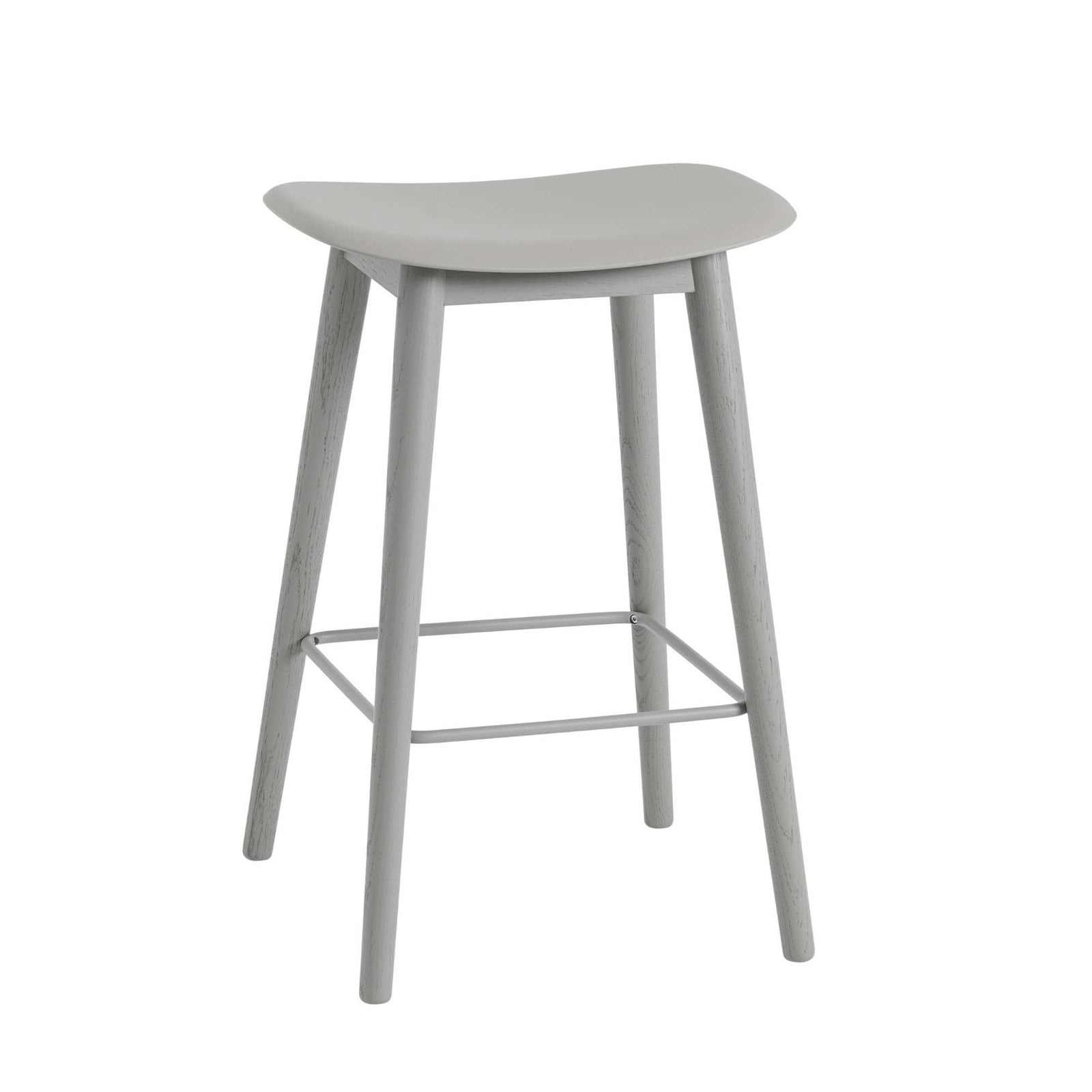 Muuto Fiber Counter Stool Wood Base, grey/grey (65 cm)