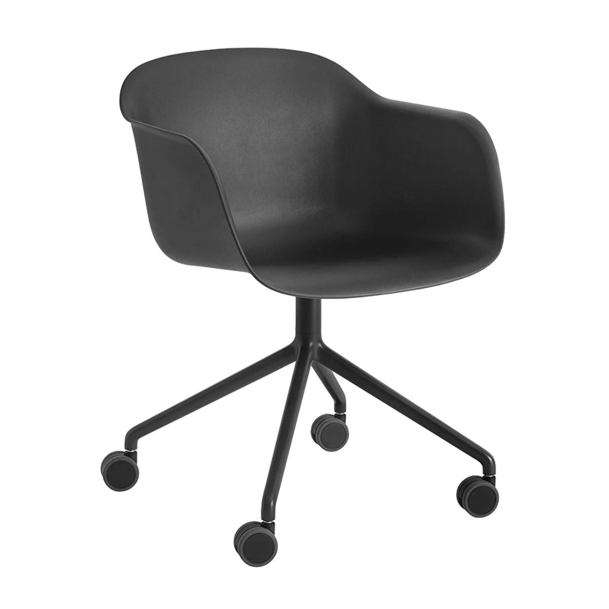 Muuto Fiber armchair swivel base w. castors, black/black