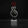 Locomocean Neon table lamp, finger heart