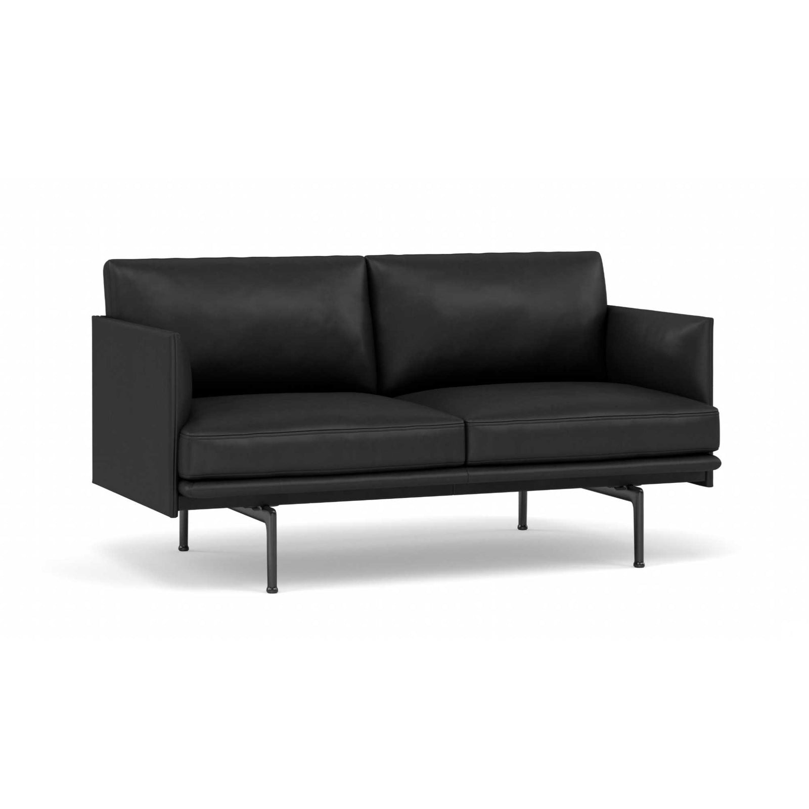 Muuto Outline Studio Sofa, RefineLeatherBlack/Black w140xd76xh71cm