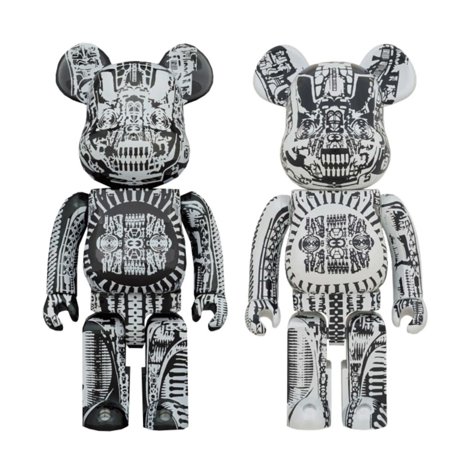 BE@RBRICK H.R.Giger Black Chrome & White Chrome Ver. 1000%