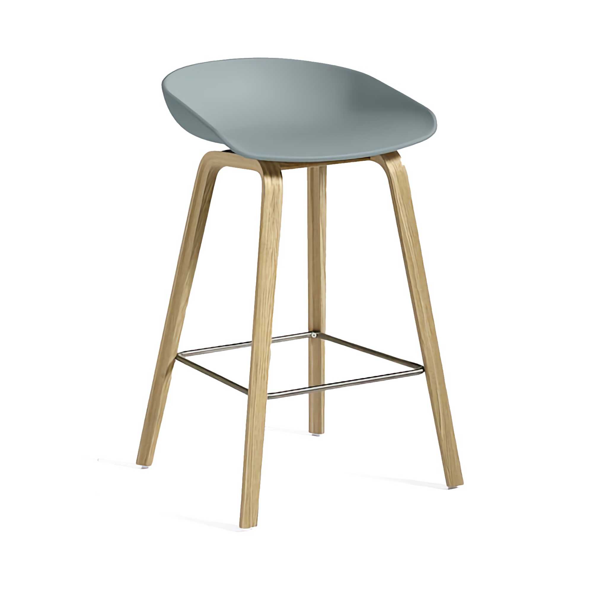 HAY AAS32 counter stool, dusty blue/water-based lacquered oak (65 cm)