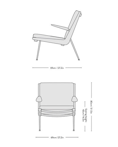 &Tradition HM2 Boomerang Lounge Chair, Karakorum 003-White Oiled Oak
