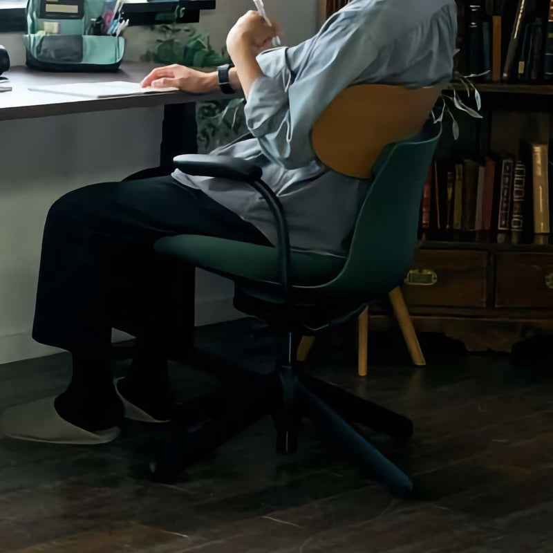 Kokuyo Inglife Office Chair Dark Plywood Back with Arm, Green