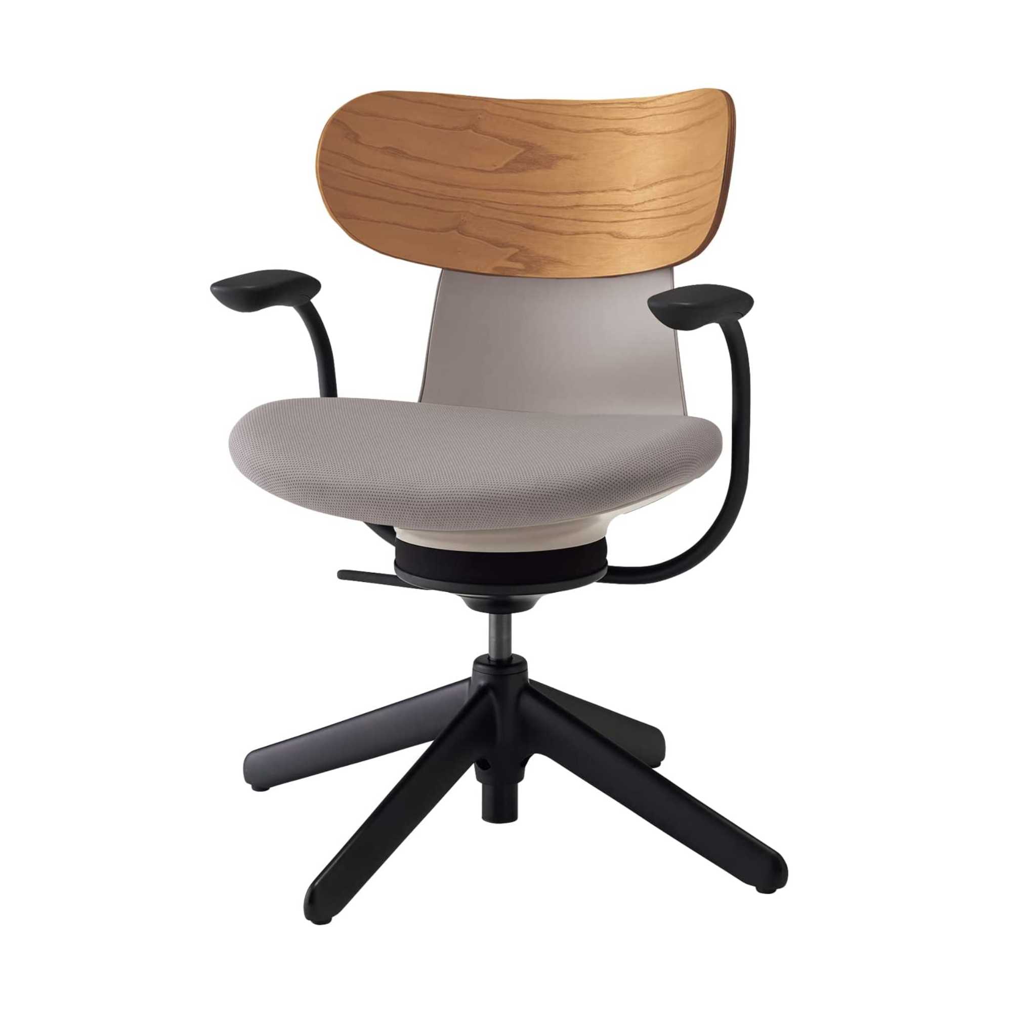 Kokuyo Inglife Office Chair Dark Plywood Back with Arm, grey