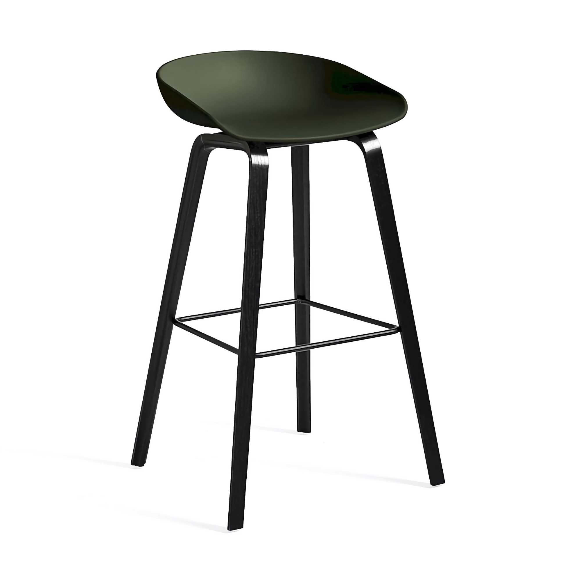 HAY AAS32 bar stool, green/black lacquered oak/black (75 cm)