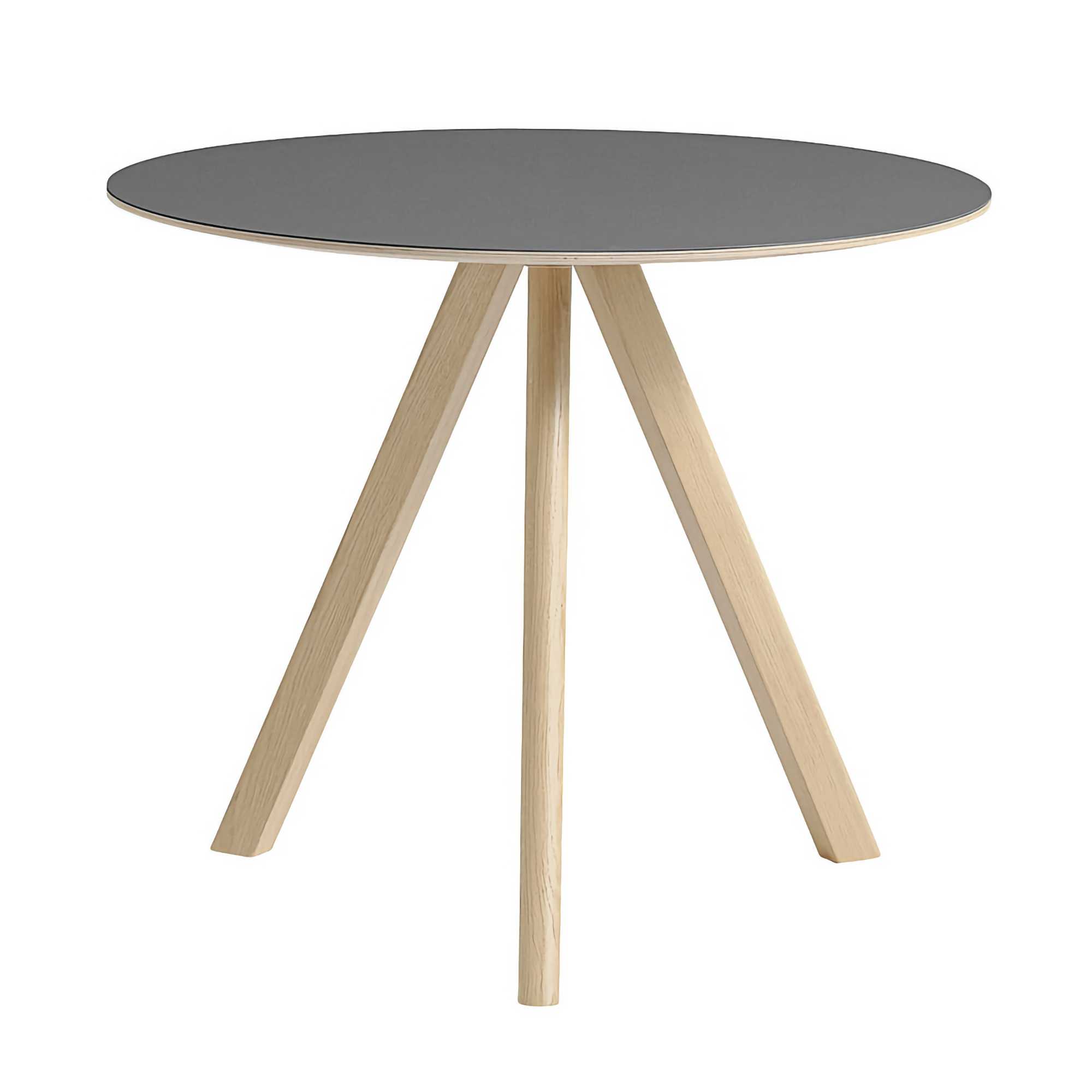 Hay Copenhague CPH20 bistro table, oak lacquered/linoleum grey (ø90cm)