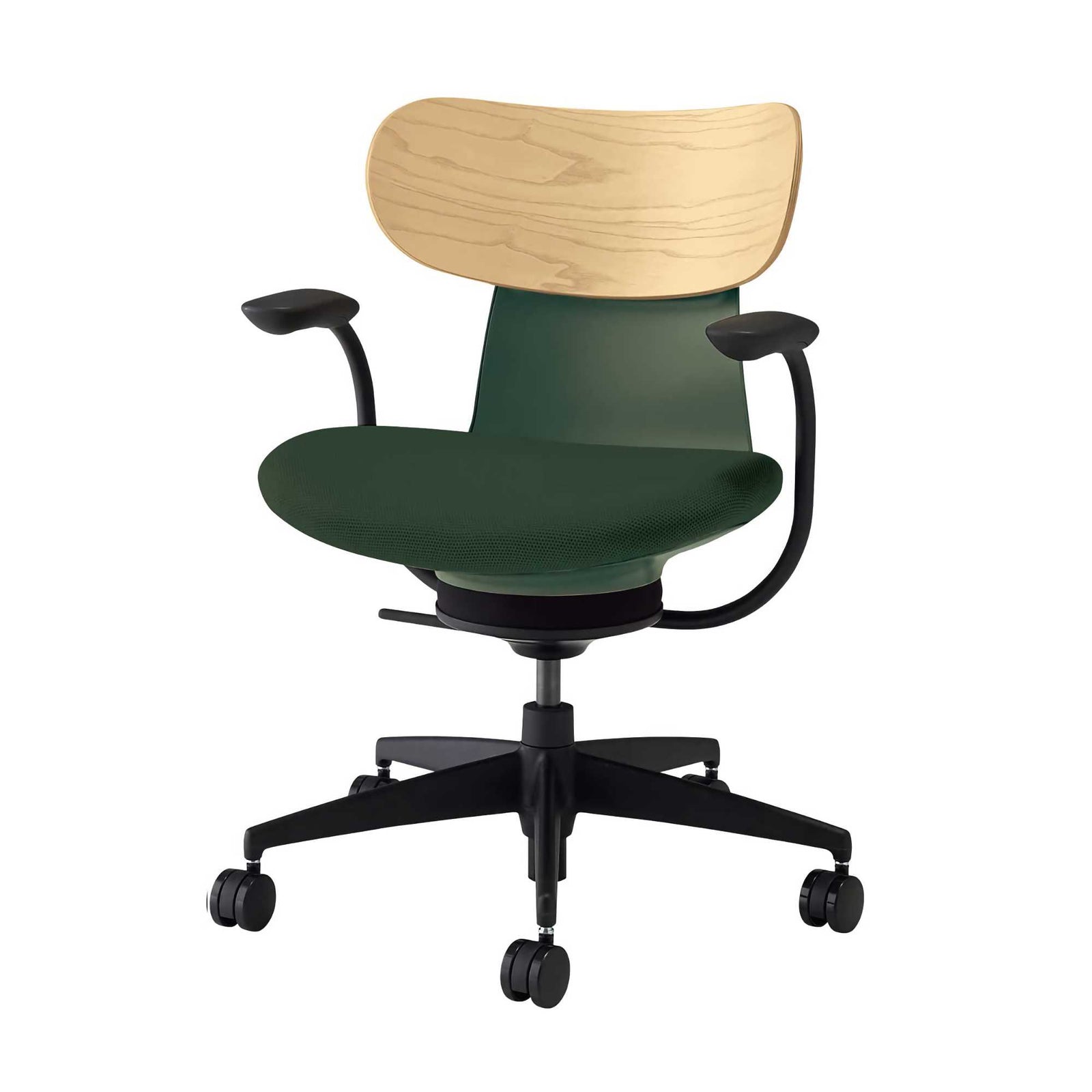 Kokuyo Inglife Office Chair Plywood Back with Arm, green