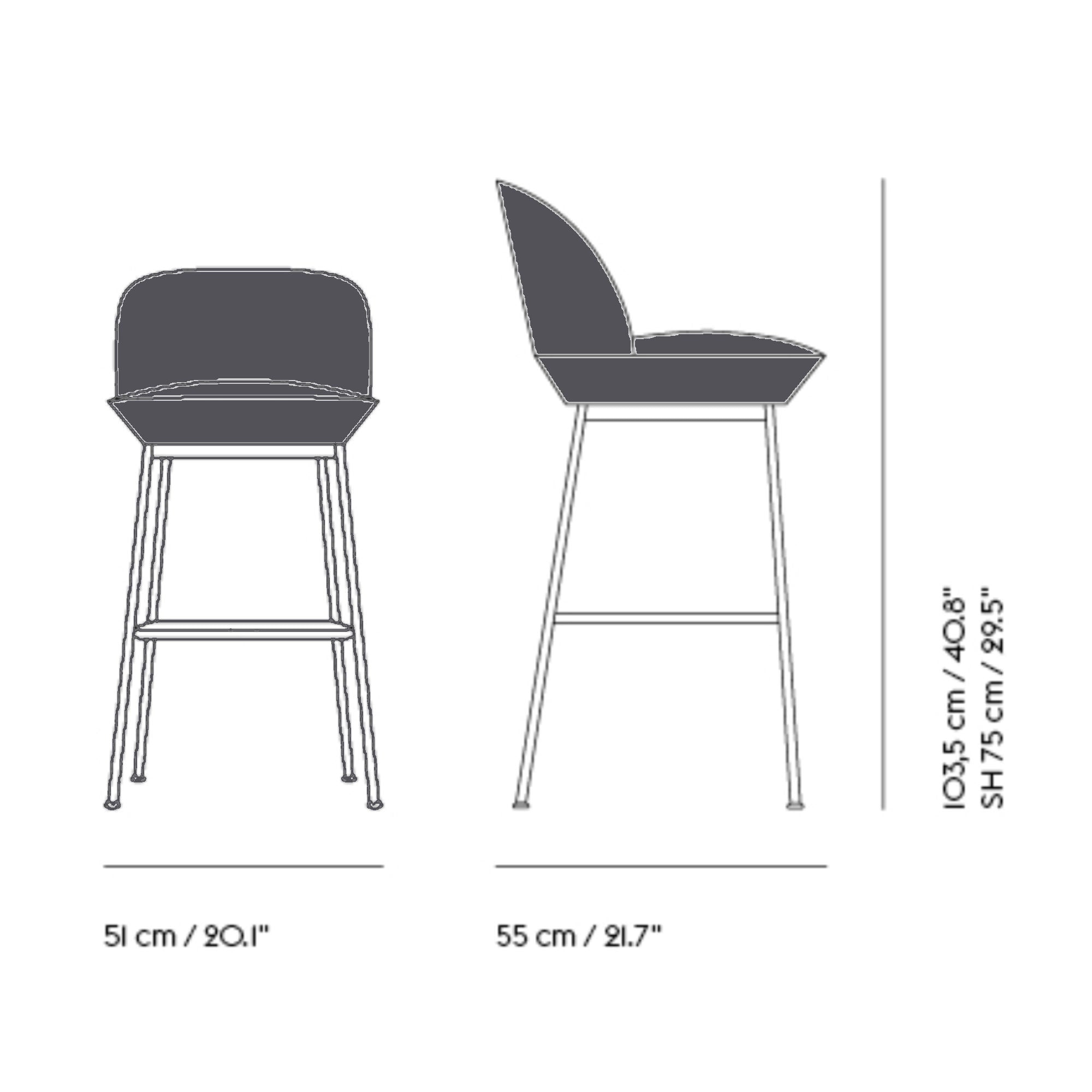 Muuto Oslo Bar Stool Still161/Anthracite Black (75 cm)