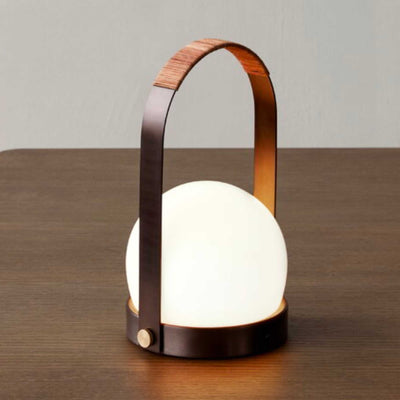 Menu Carrie rechargeable lamp, brozed brass/leather