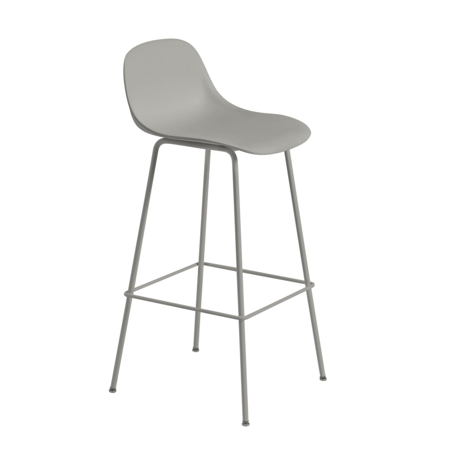 Muuto Fiber Bar Stool Tube Base With Back Rest, Grey/Grey (75 cm)