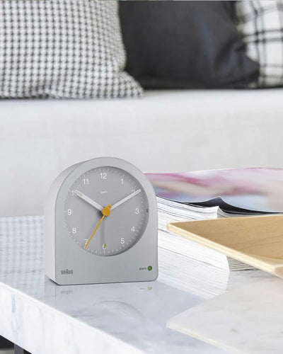 Braun BC22 Analogue Alarm Clock with Snooze and Continuous Backlight, White