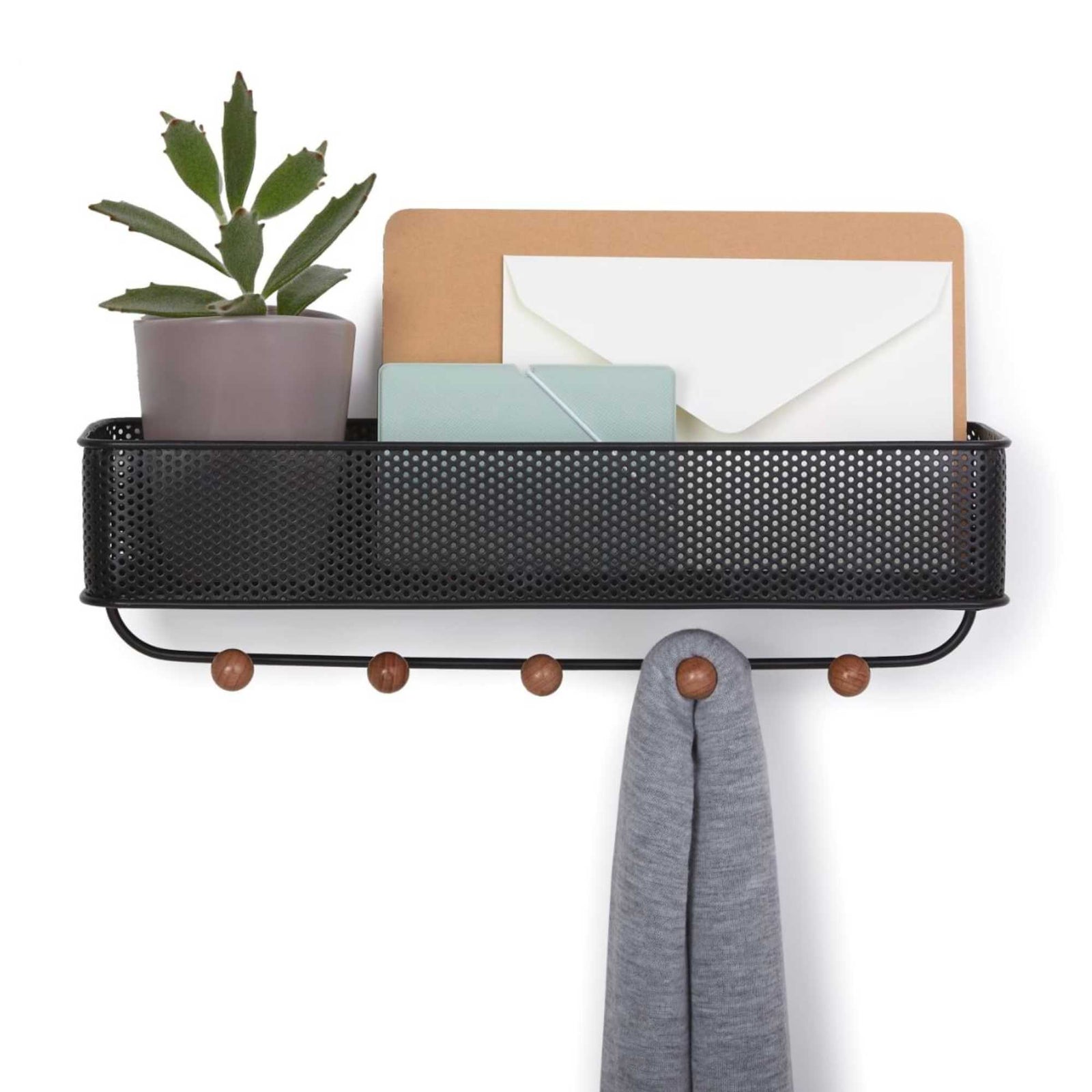 Umbra Estique key hook & organizer, black/walnut