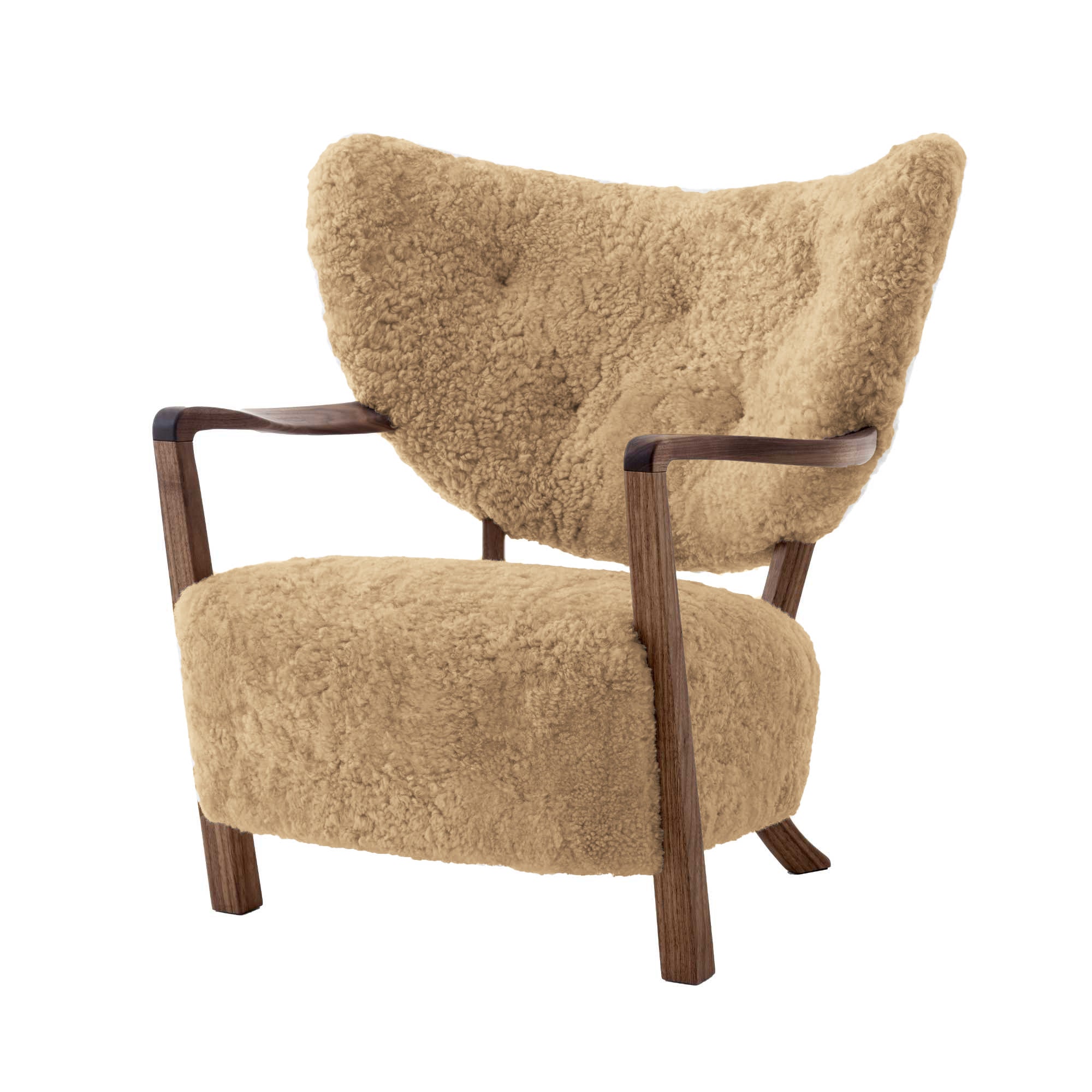 &Tradition ATD2 Wulff lounge chair, sheepskin honey/oiled walnut