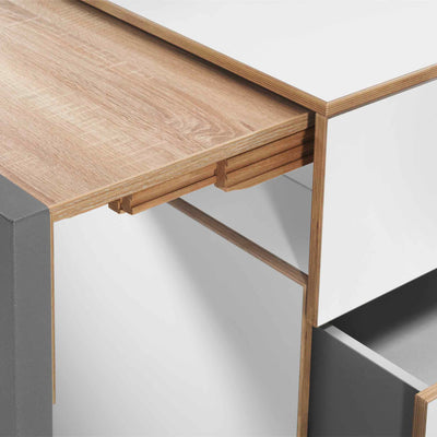 Alwin's Space Box Extendable Table Drawers , White/Platinum Vintage Oak