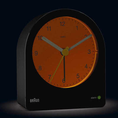 Braun BC22 Analogue Alarm Clock with Snooze and Continuous Backlight, Black