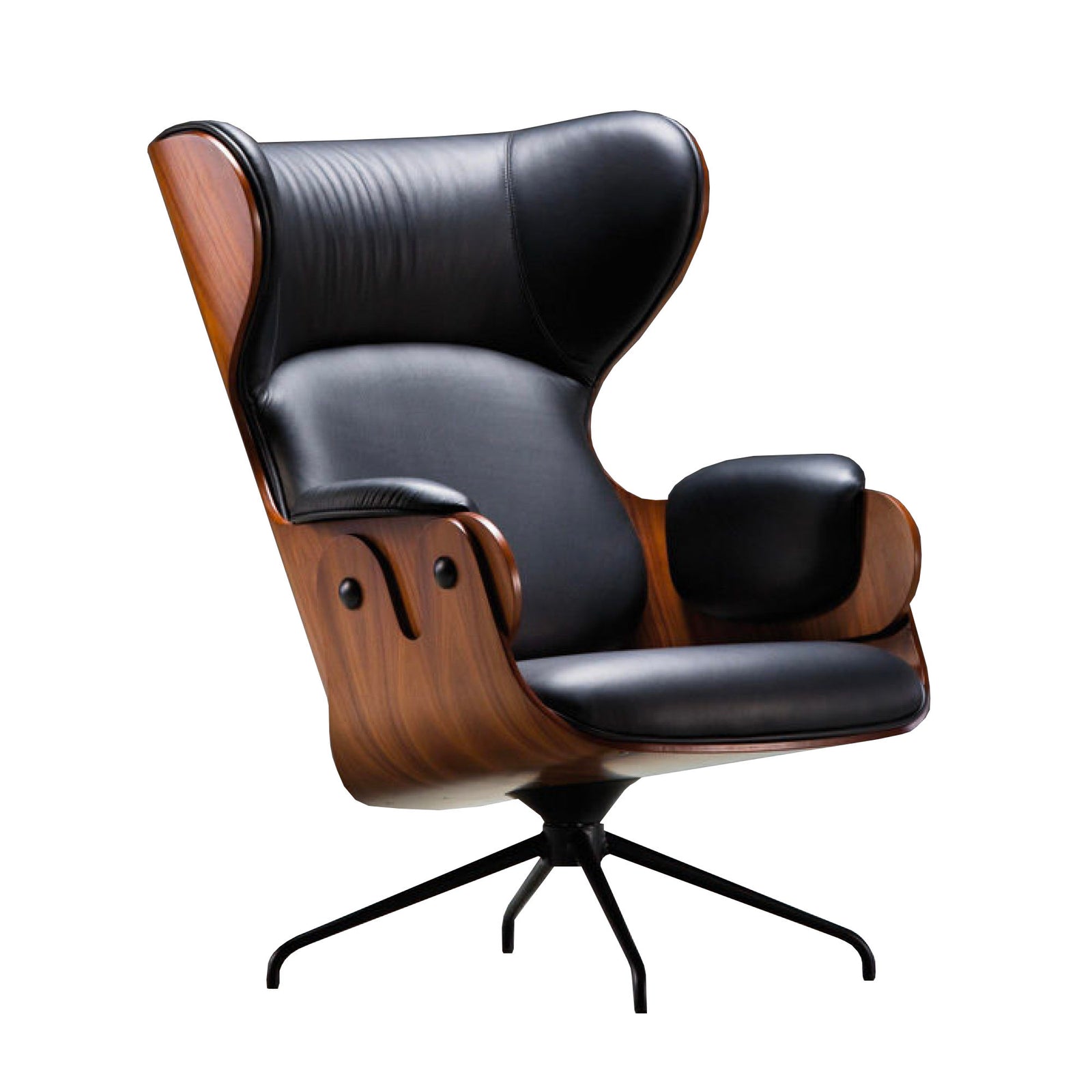 BD Barcelona Design Lounger , Walnut-Black Leather